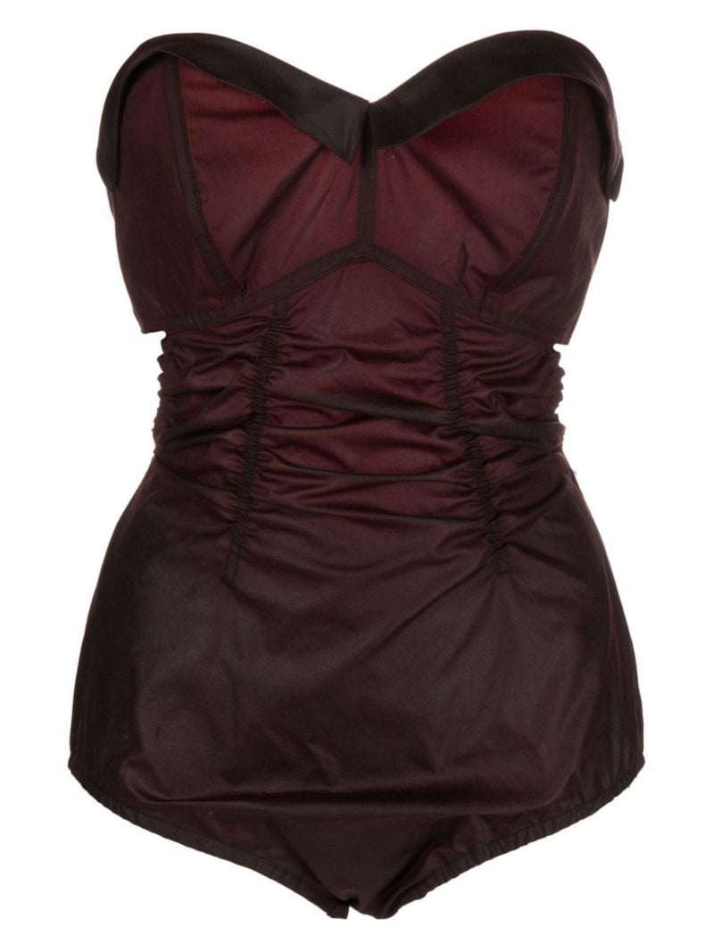 Red Waxec Cotton Corset Bodysuit