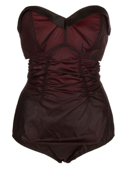 Red Waxec Cotton Corset Bodysuit