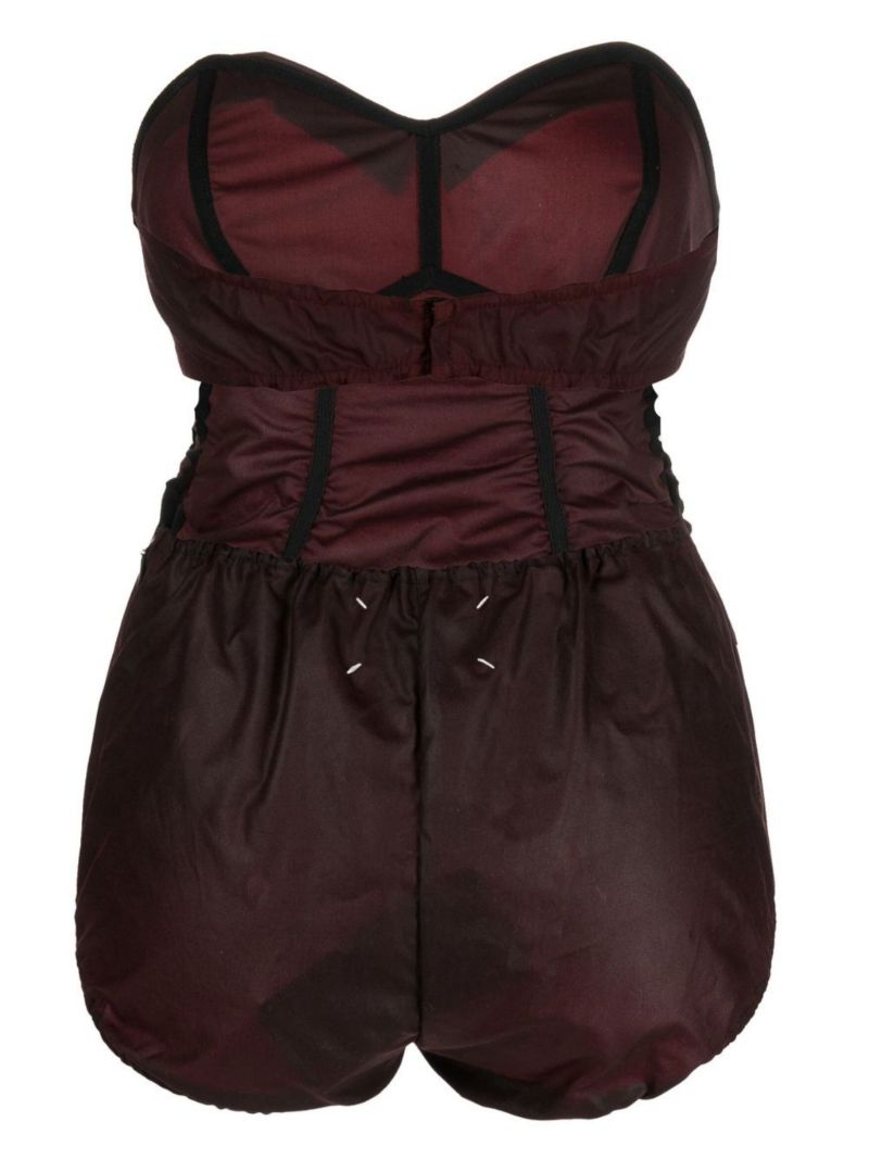 Red Waxec Cotton Corset Bodysuit