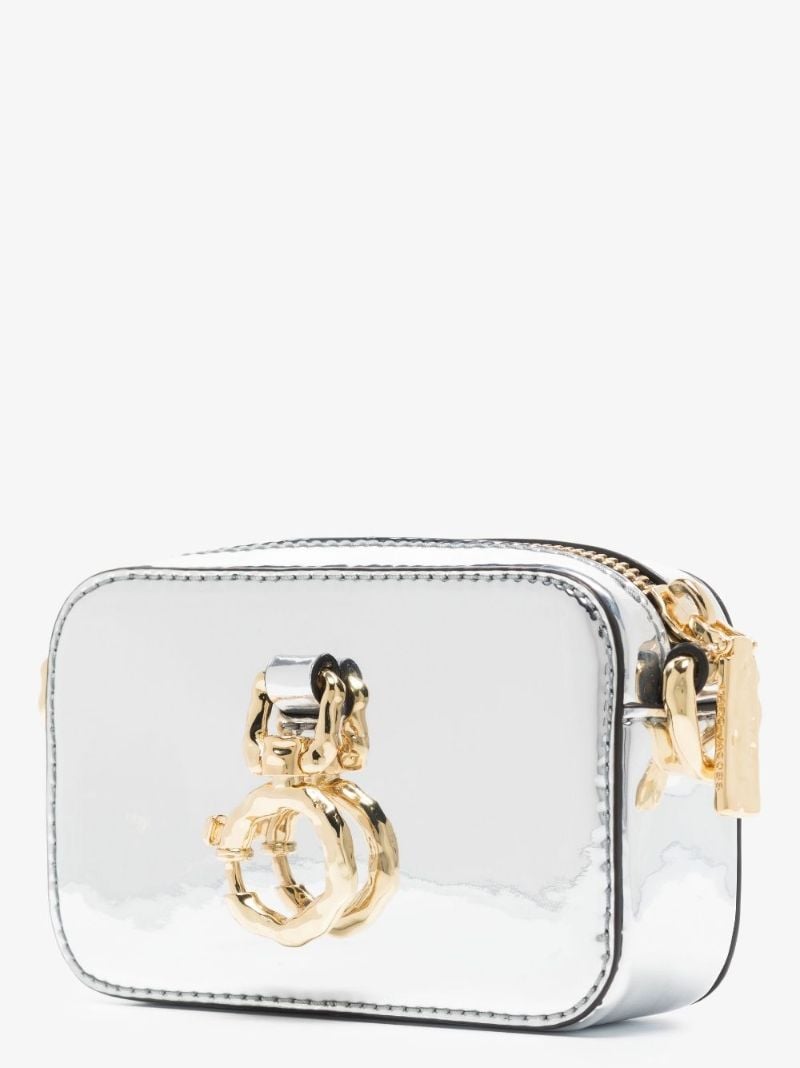 Silver Mini Snapshot Leather Shoulder Bag