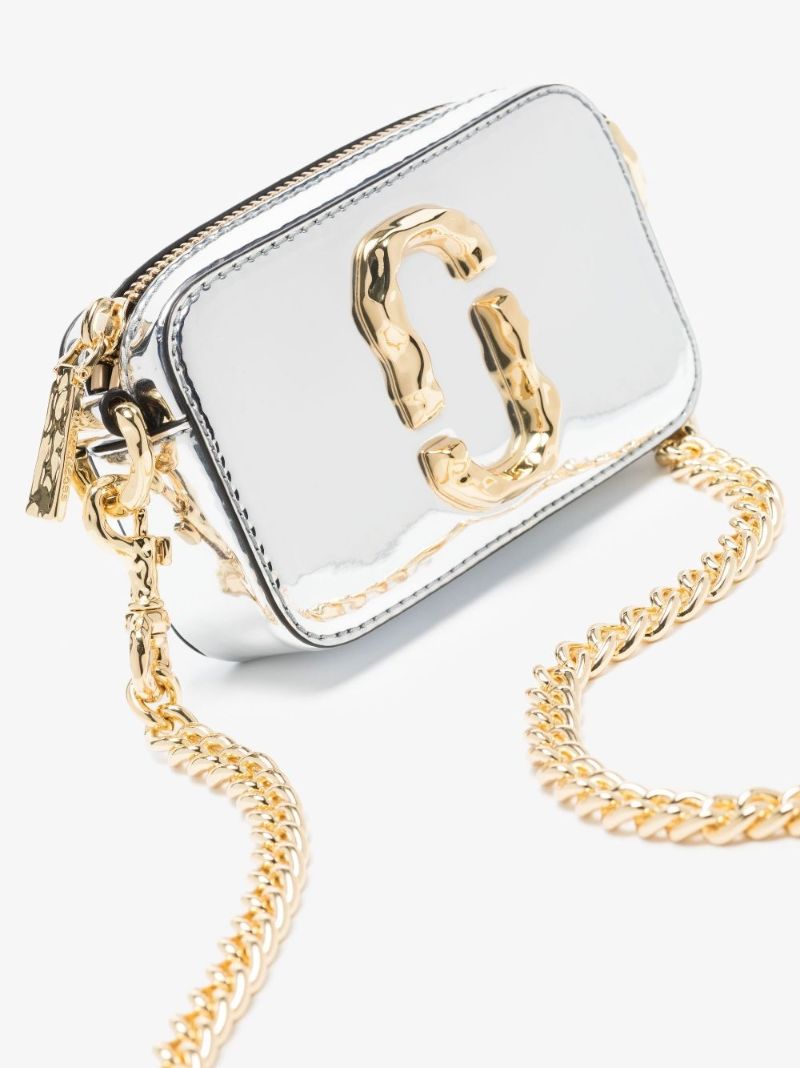 Silver Mini Snapshot Leather Shoulder Bag