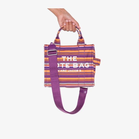 Purple Traveller Mini Striped Canvas Tote Bag