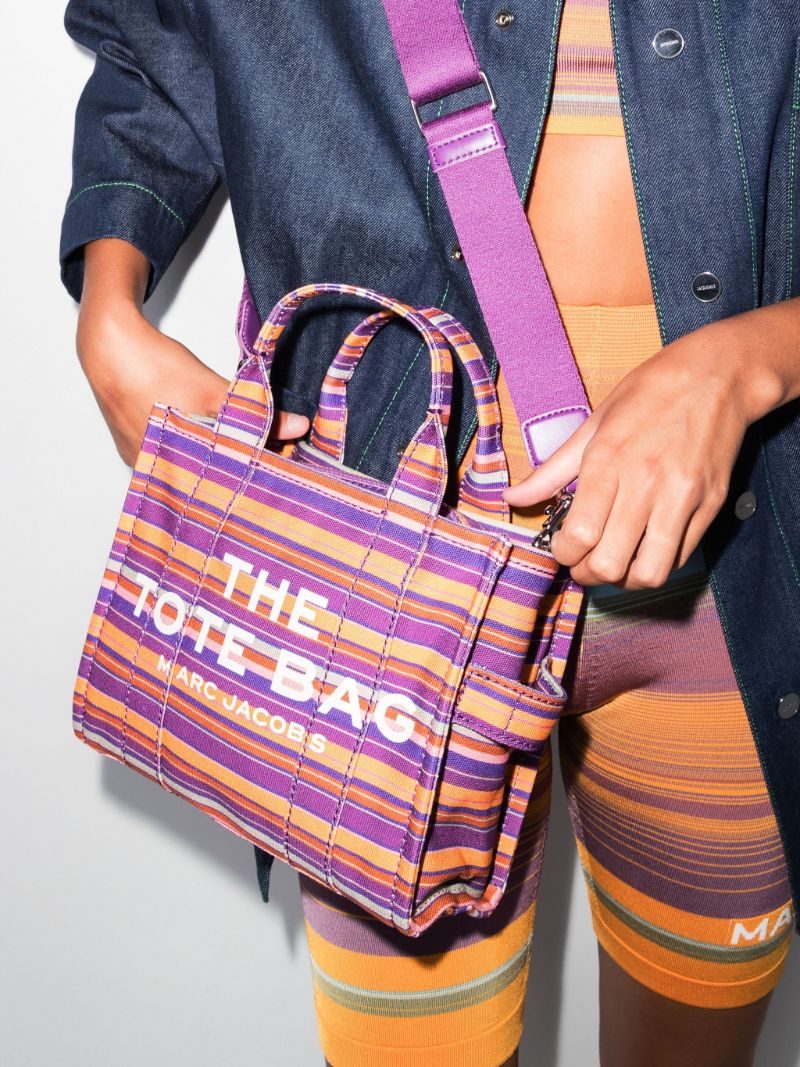 Purple Traveller Mini Striped Canvas Tote Bag