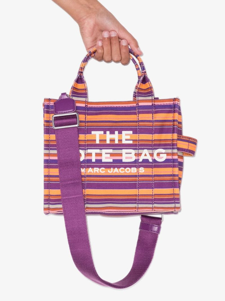 Purple Traveller Mini Striped Canvas Tote Bag