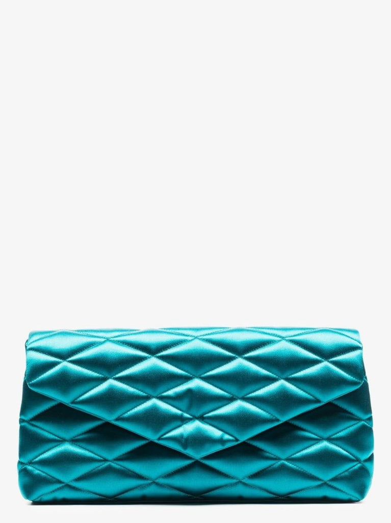 Blue Sade Large Quilted Silk Clutch Bag