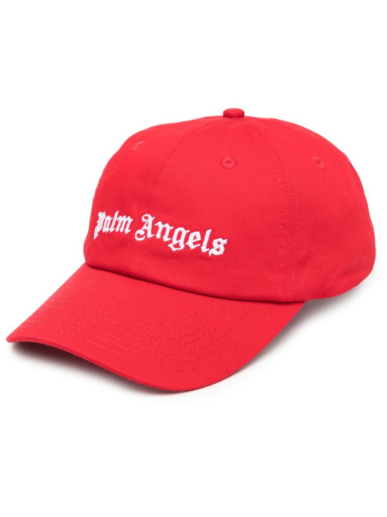 Red Embroidered Logo Cotton Baseball Cap