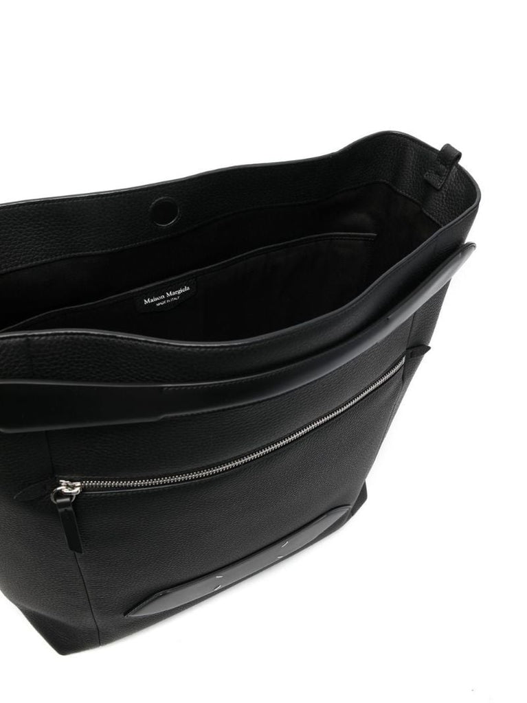 Black Soft 5ac Leather Tote Bag