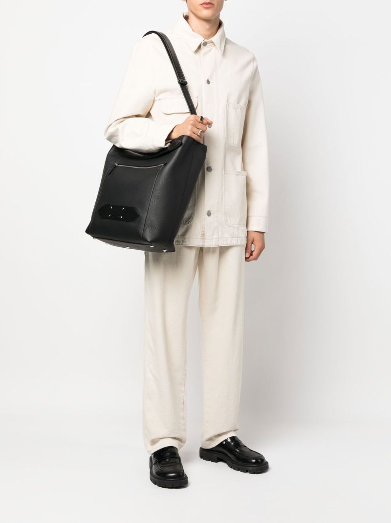 Black Soft 5ac Leather Tote Bag
