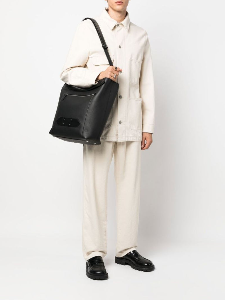 Black Soft 5ac Leather Tote Bag
