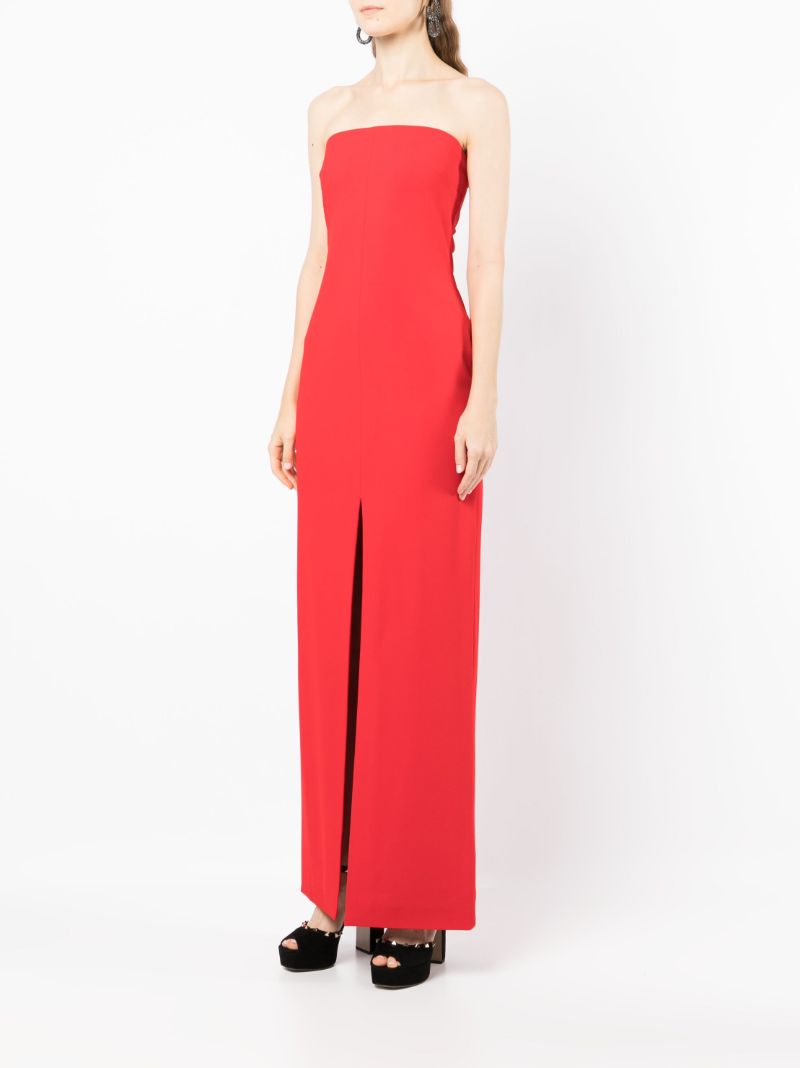 Red Bysha Strapless Gown