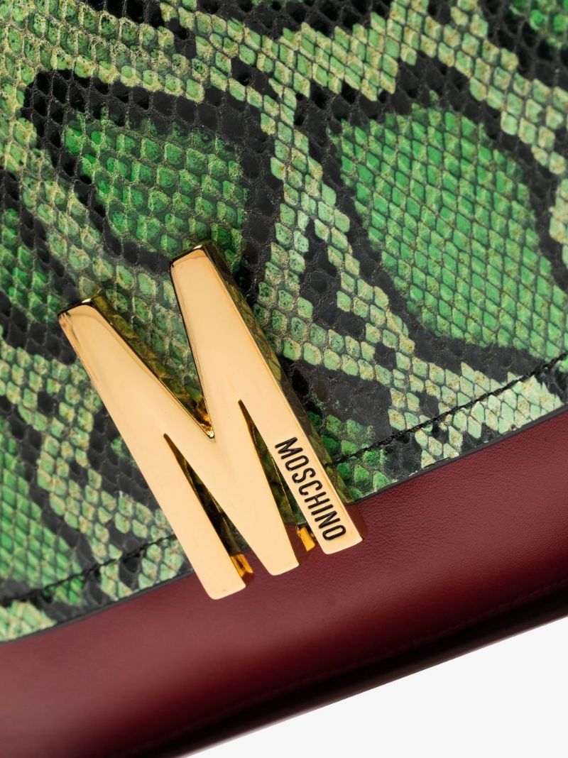 Red and Green Python Print Leather Hobo Shoulder Bag