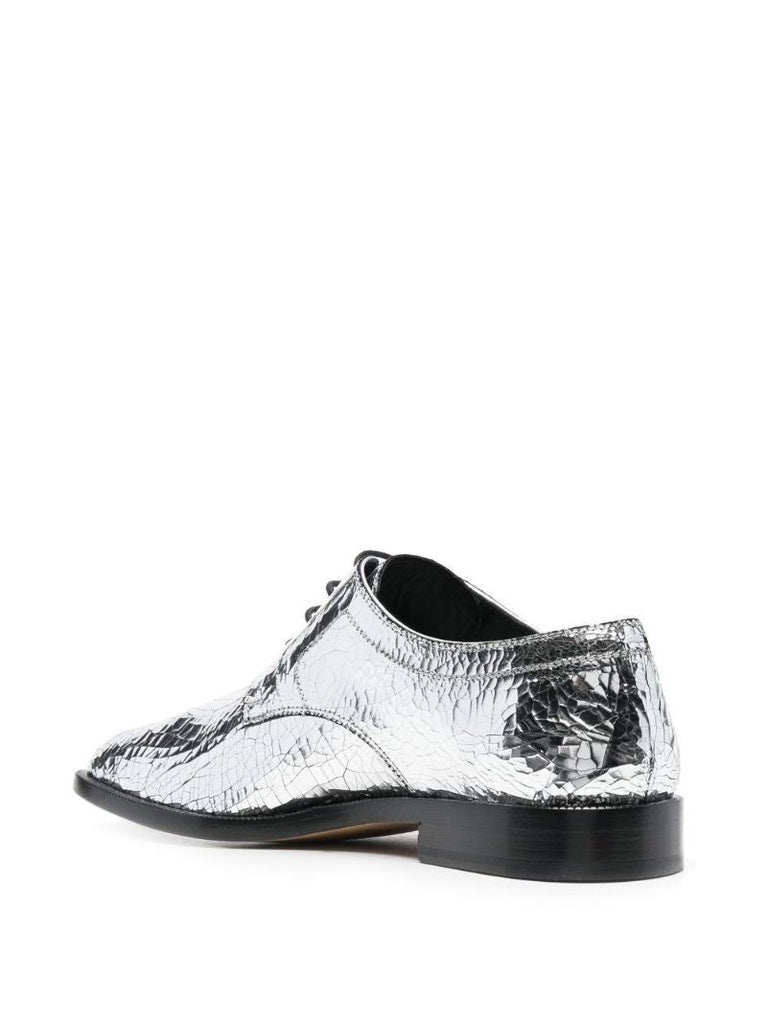Silver Tabi Mirrored Leather Brogues