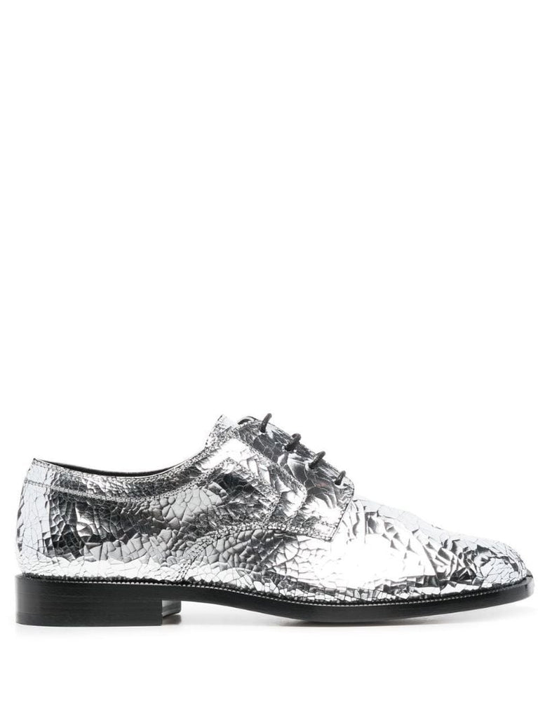 Silver Tabi Mirrored Leather Brogues