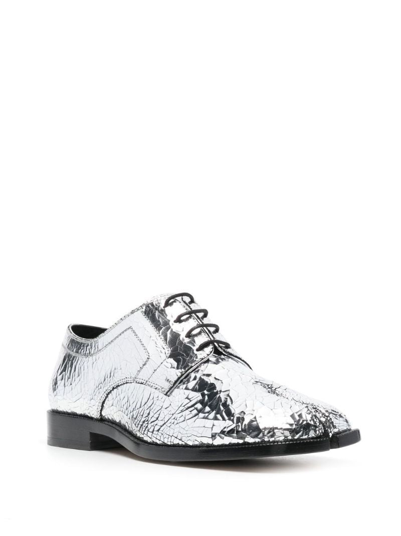 Silver Tabi Mirrored Leather Brogues