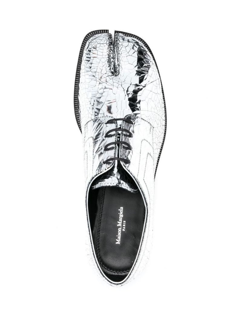 Silver Tabi Mirrored Leather Brogues