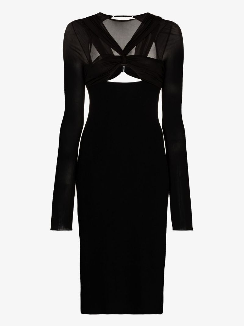 Black Twisted Knot Midi Dress