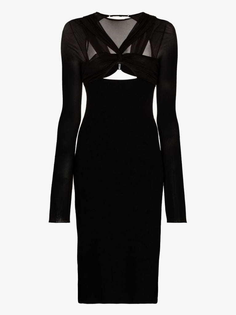 Black Twisted Knot Midi Dress