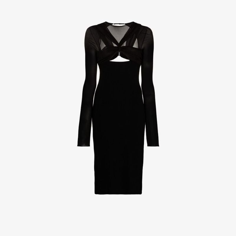 Black Twisted Knot Midi Dress