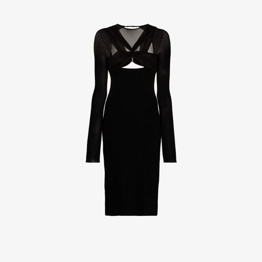 Black Twisted Knot Midi Dress
