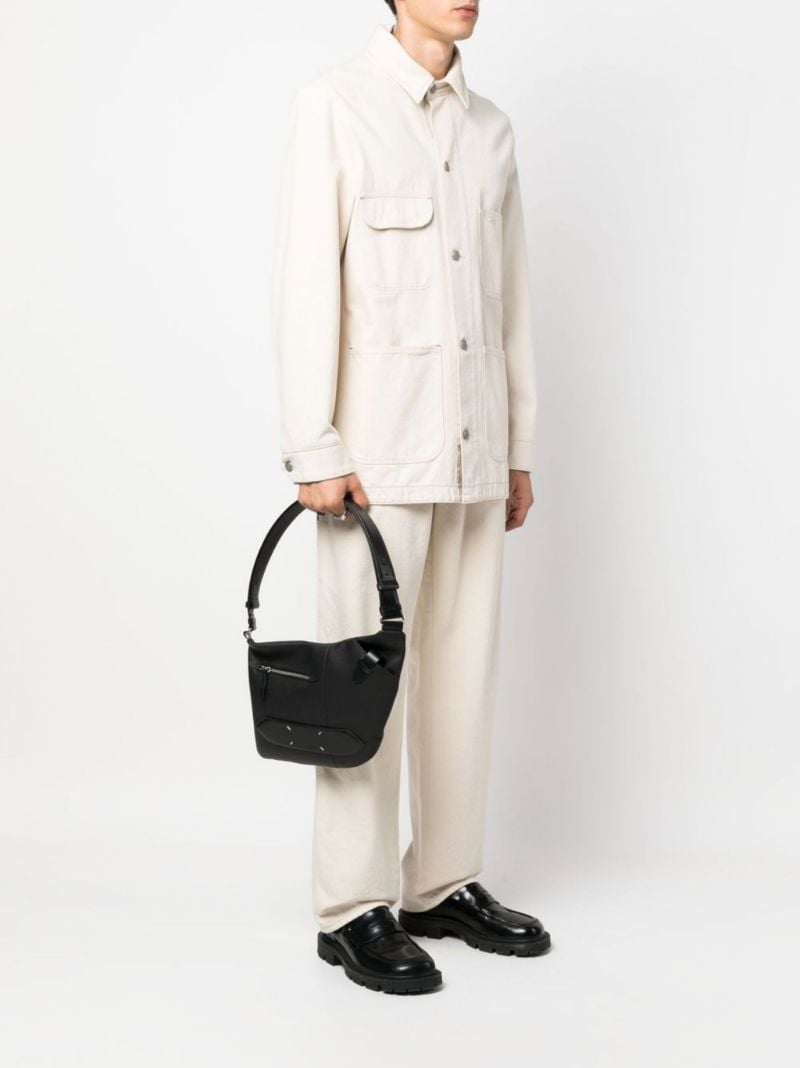 Black Asymmetric Leather Shoulder Bag