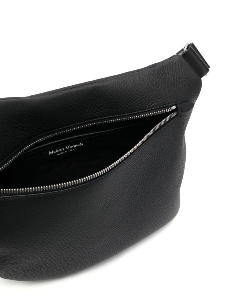 Black Asymmetric Leather Shoulder Bag