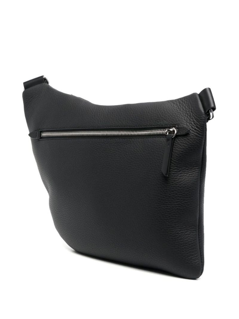 Black Asymmetric Leather Shoulder Bag
