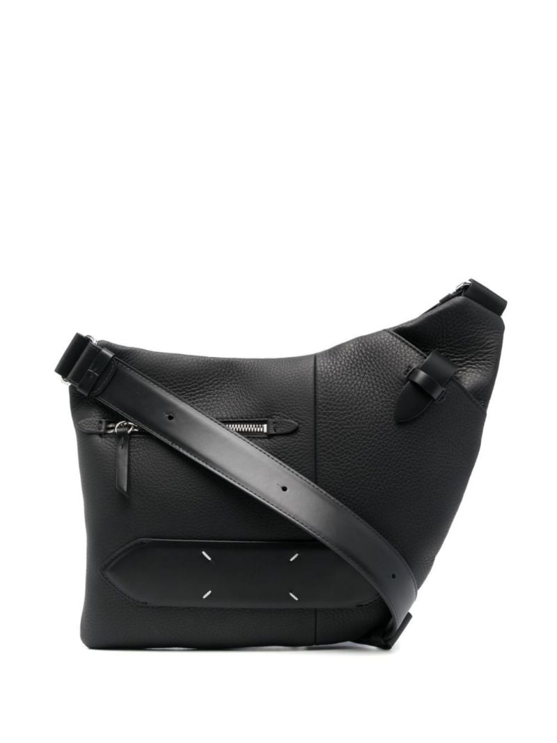 Black Asymmetric Leather Shoulder Bag
