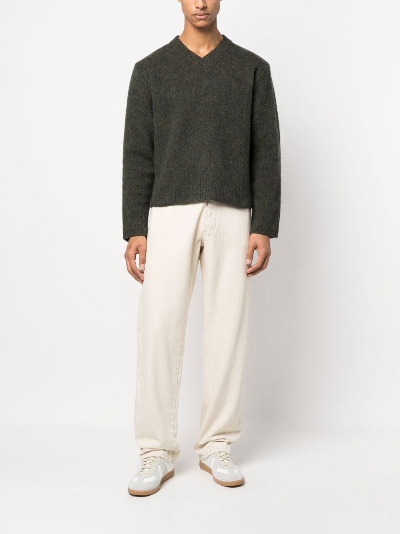 Green V-neck Wool Jumper