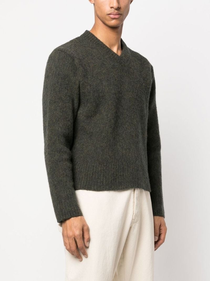 Green V-neck Wool Jumper