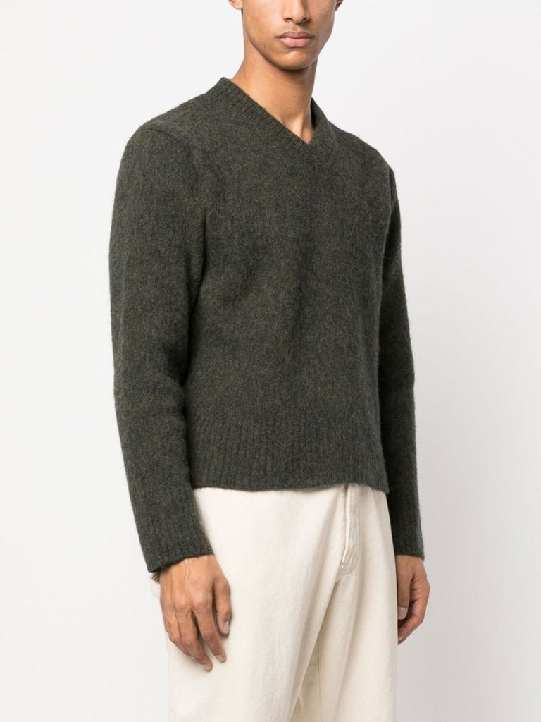 Green V-neck Wool Jumper