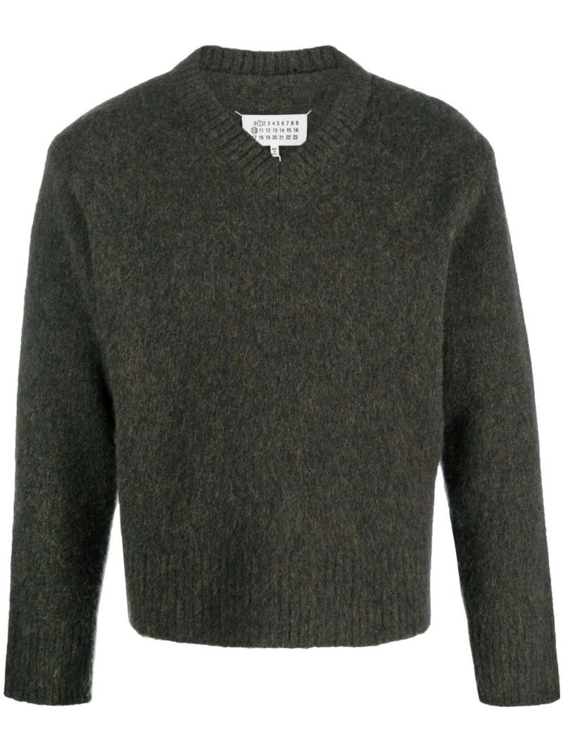 Green V-neck Wool Jumper