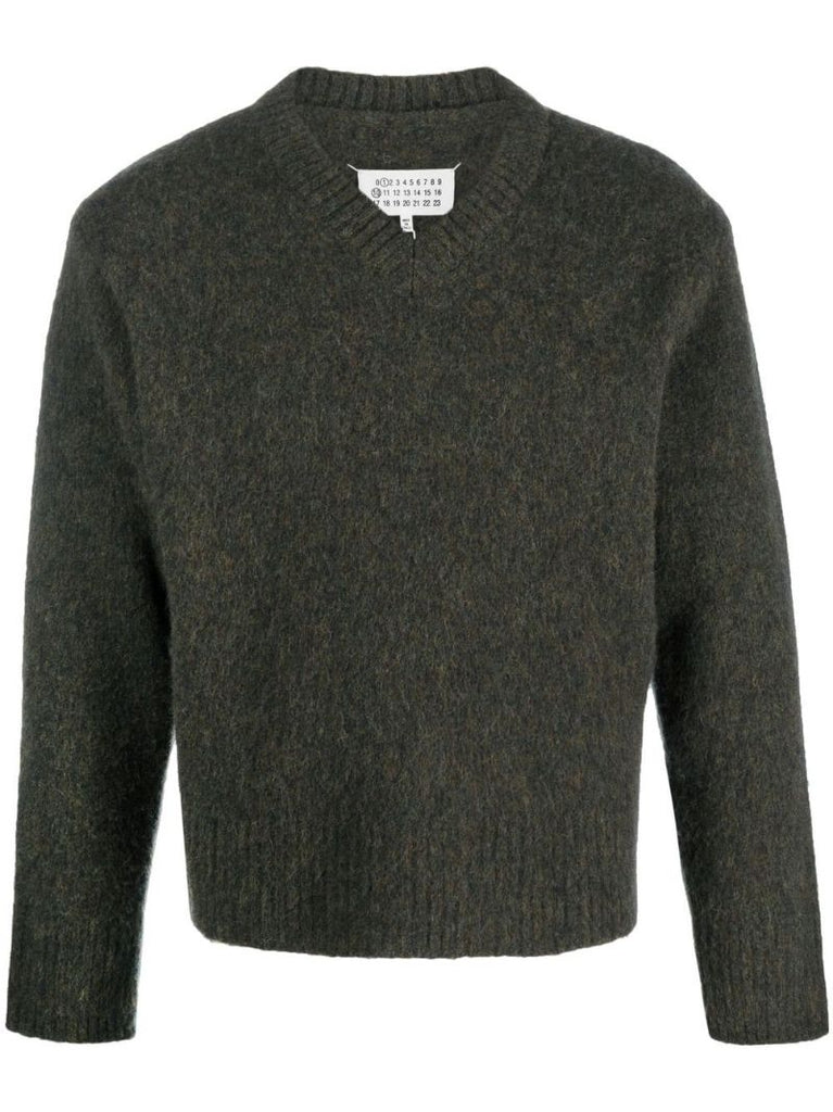 Green V-neck Wool Jumper
