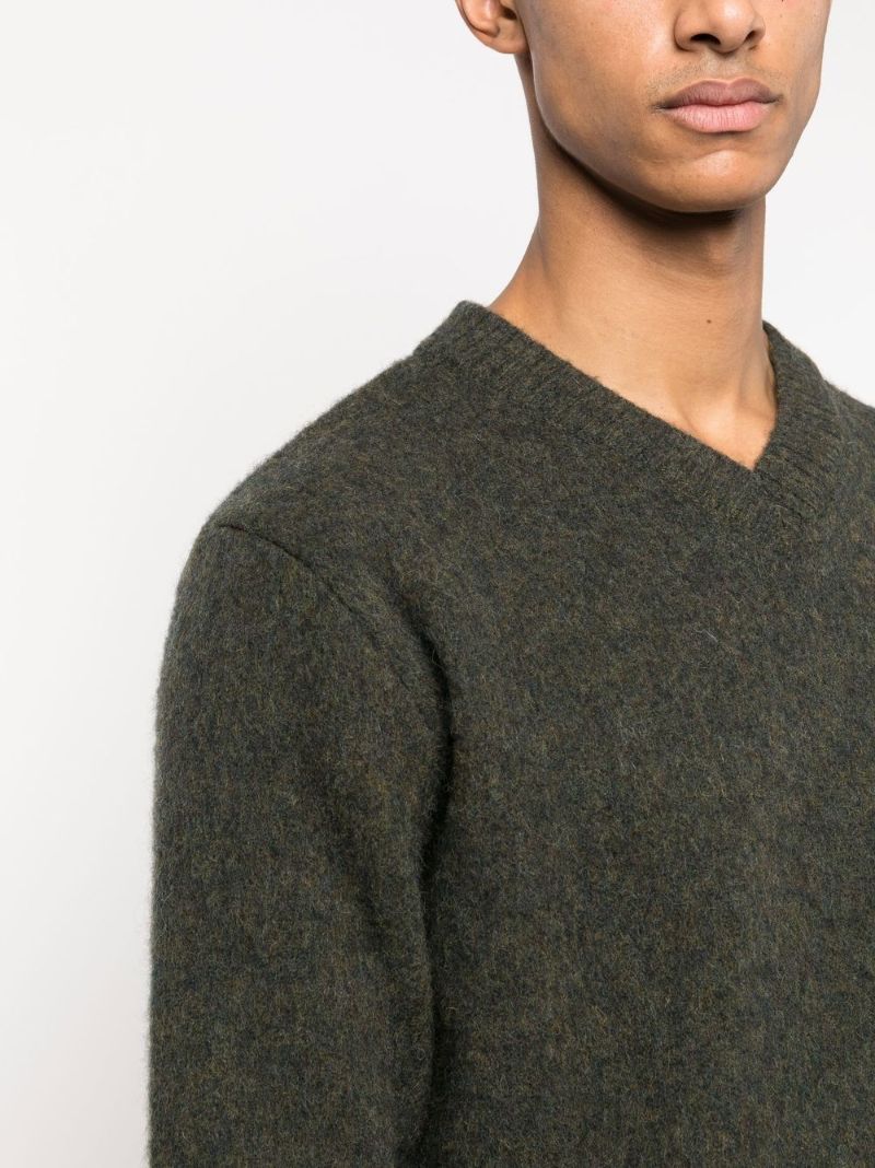 Green V-neck Wool Jumper