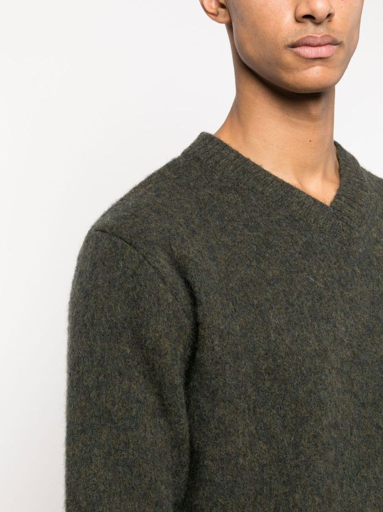Green V-neck Wool Jumper