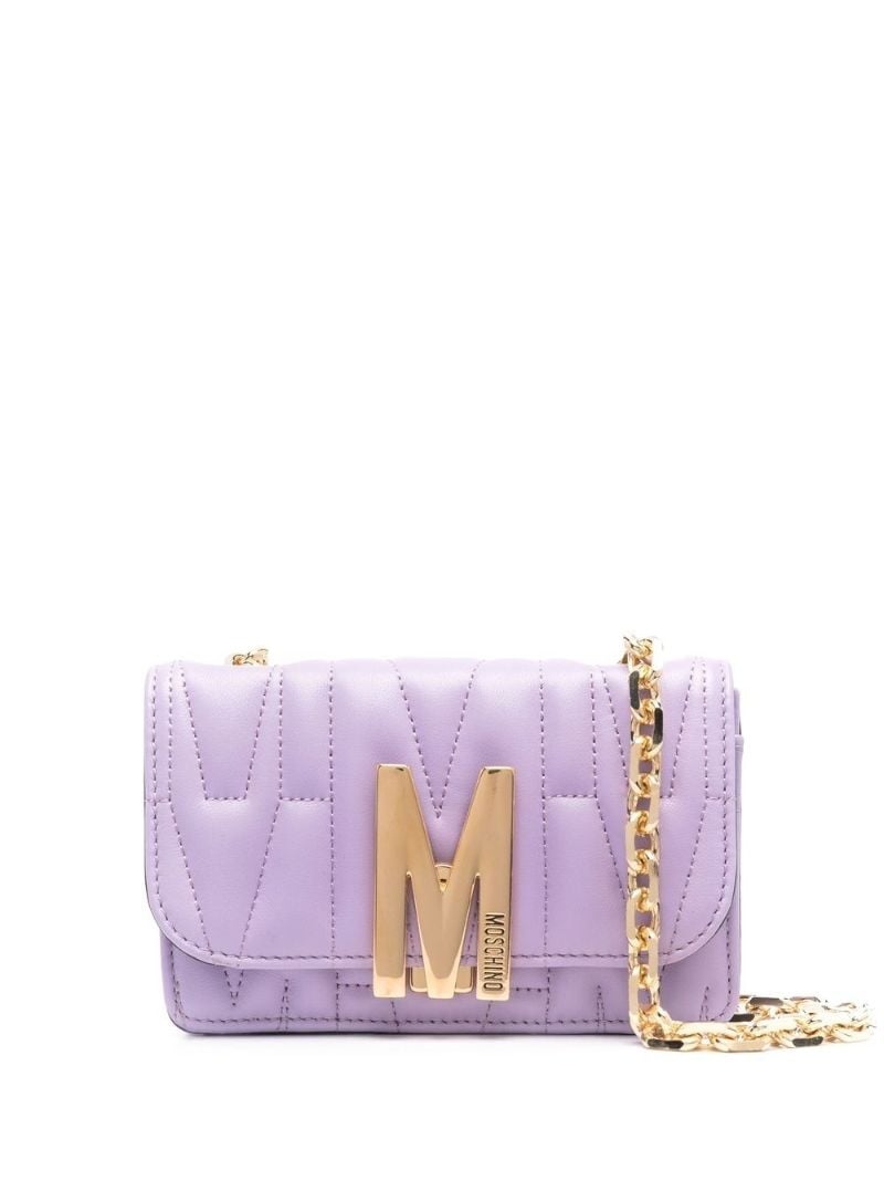 Purple Quilted Leather Cross Body Bag