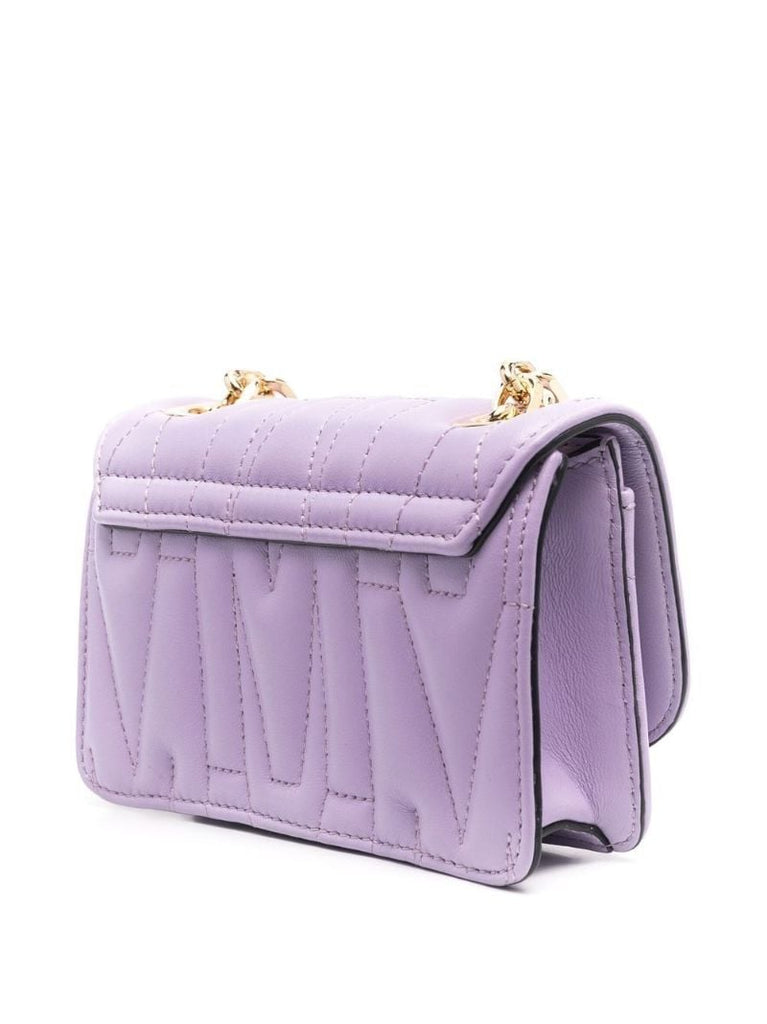 Purple Quilted Leather Cross Body Bag