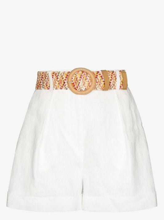 Anneke Belted High Waist Linen Shorts