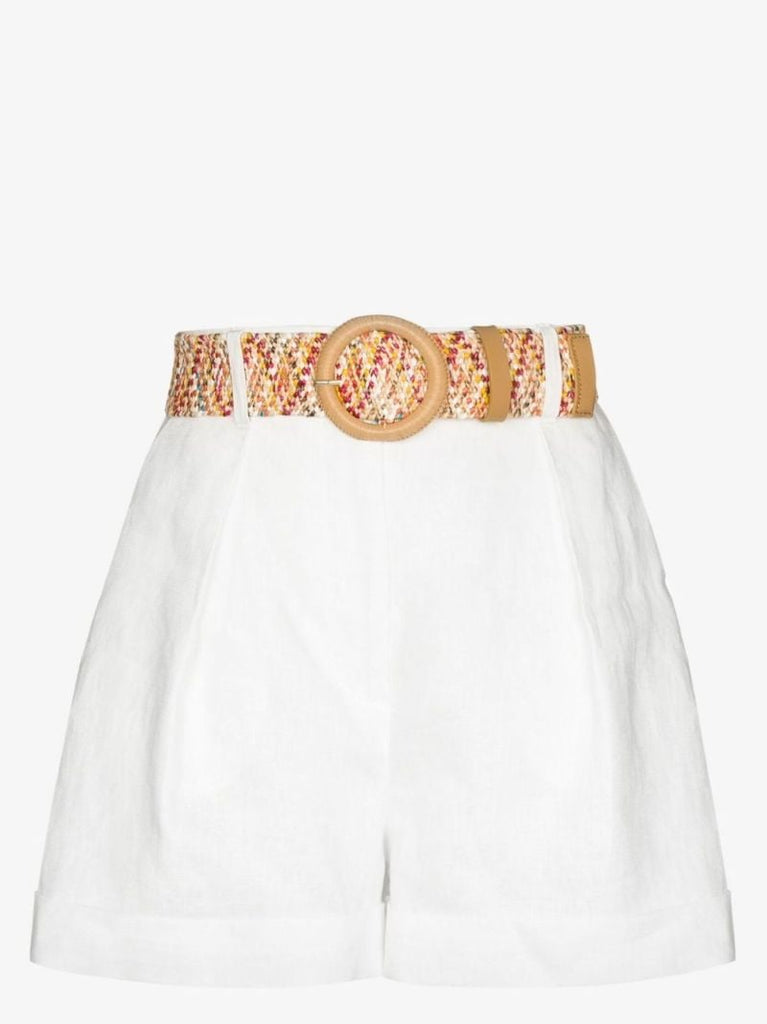 Anneke Belted High Waist Linen Shorts