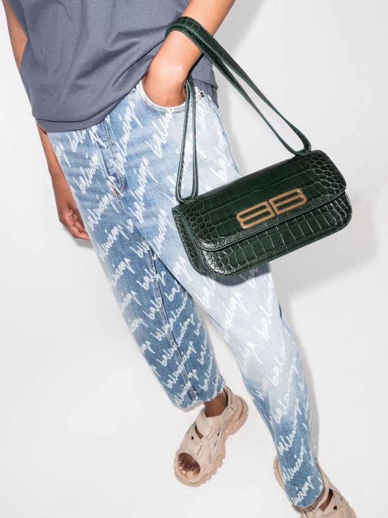 Green Gossip Small Mock Croc Leather Shoulder Bag