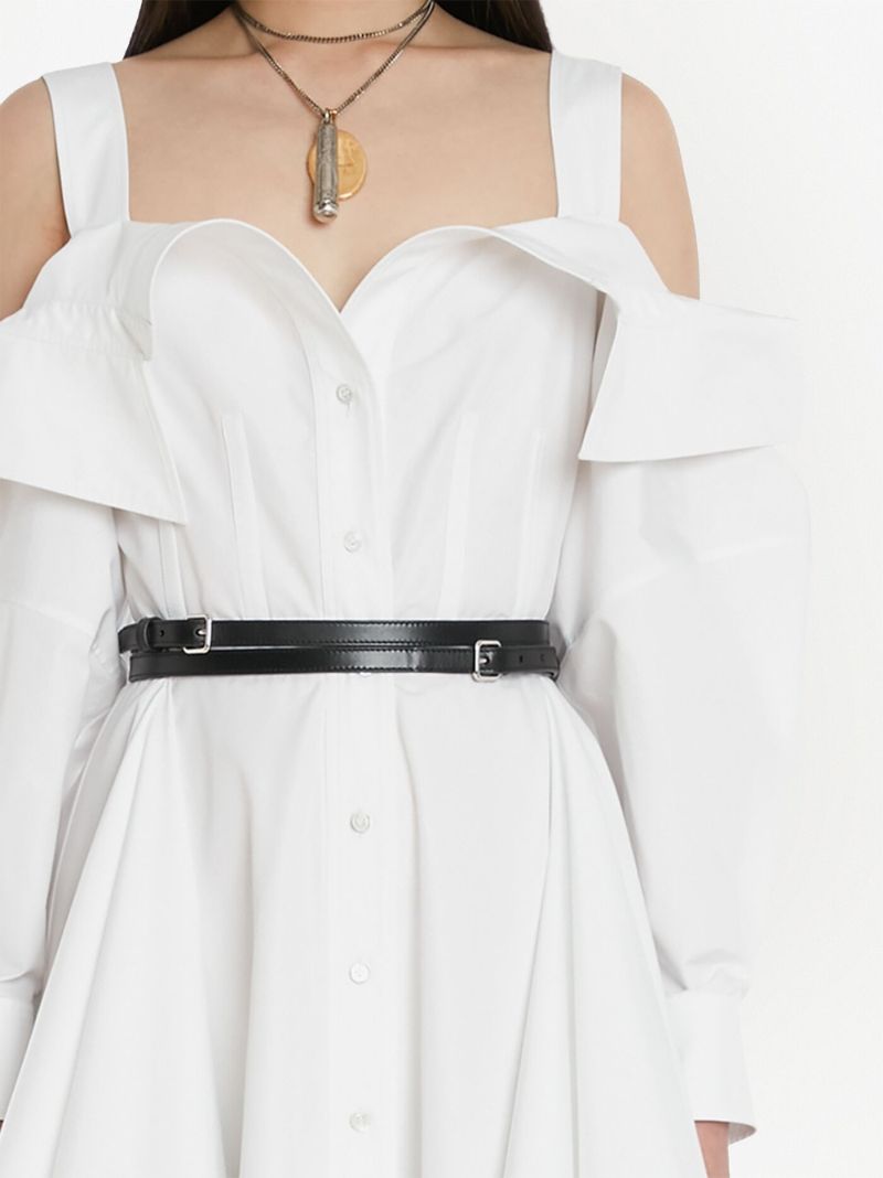 White Deconstructed Cotton Shirt Dress
