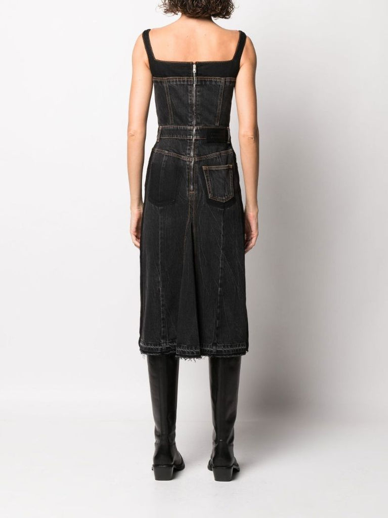 Black Trompe LÃ¢â_x0082_¬â_x0084_¢oeil Denim Midi Dress