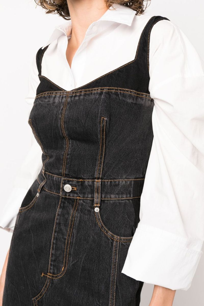 Black Trompe LÃ¢â_x0082_¬â_x0084_¢oeil Denim Midi Dress