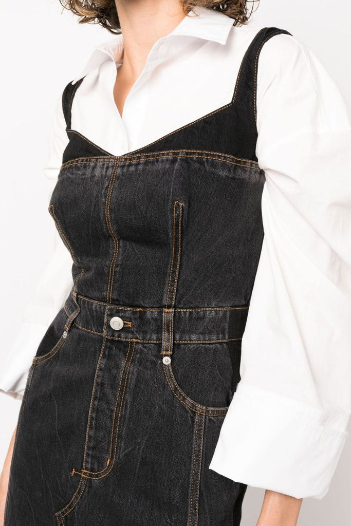 Black Trompe LÃ¢â_x0082_¬â_x0084_¢oeil Denim Midi Dress