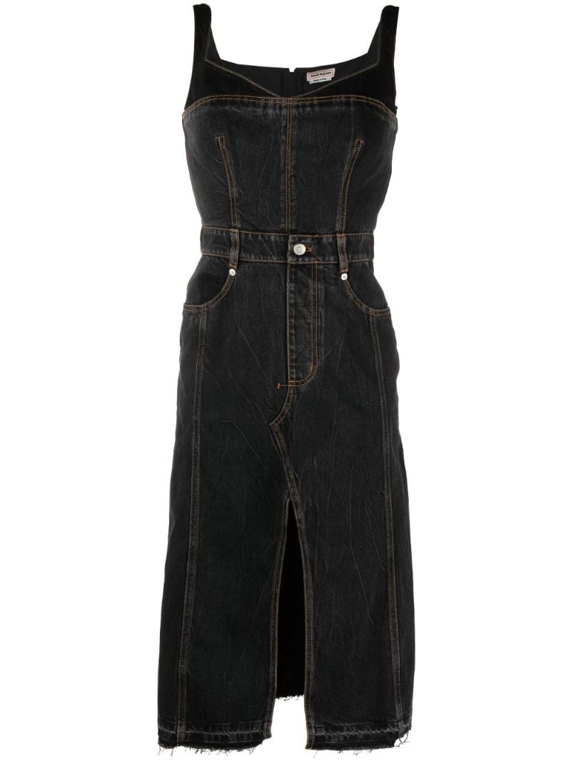 Black Trompe LÃ¢â_x0082_¬â_x0084_¢oeil Denim Midi Dress