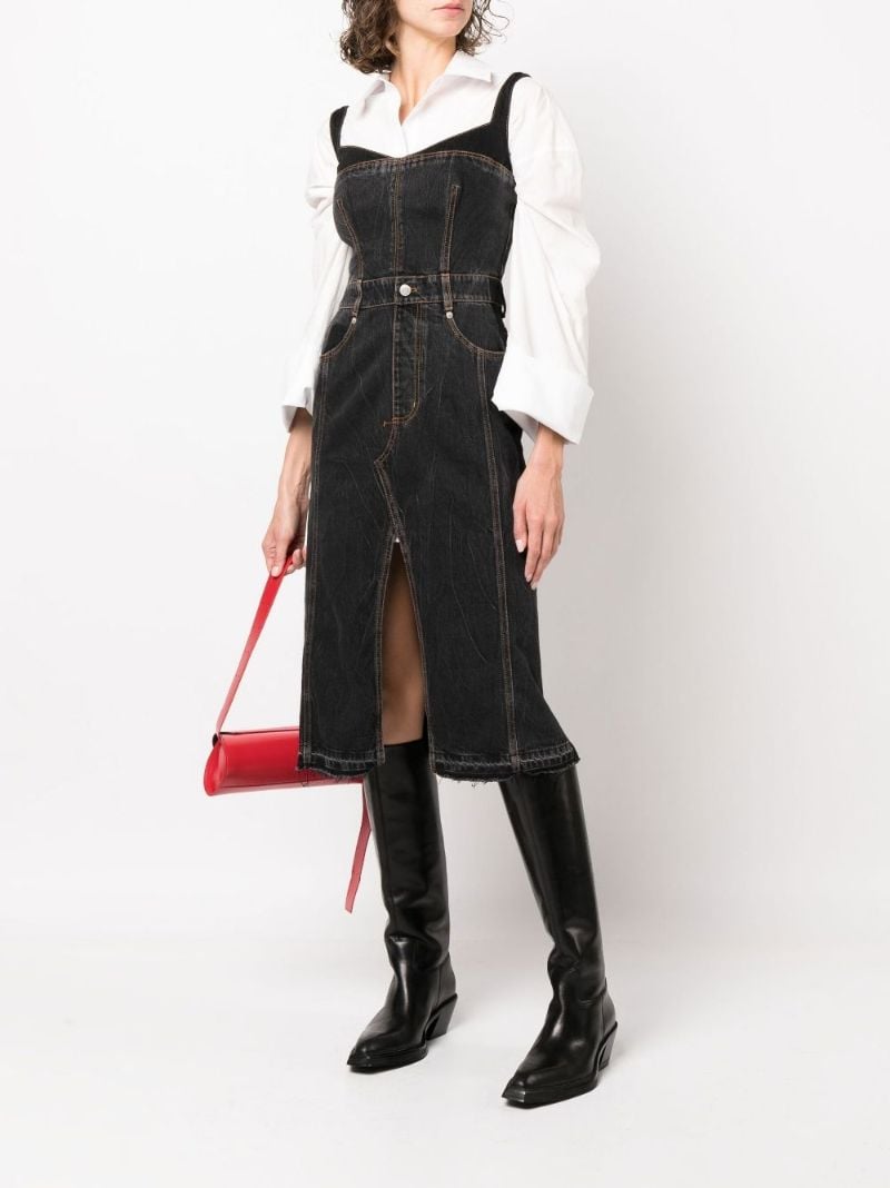 Black Trompe LÃ¢â_x0082_¬â_x0084_¢oeil Denim Midi Dress