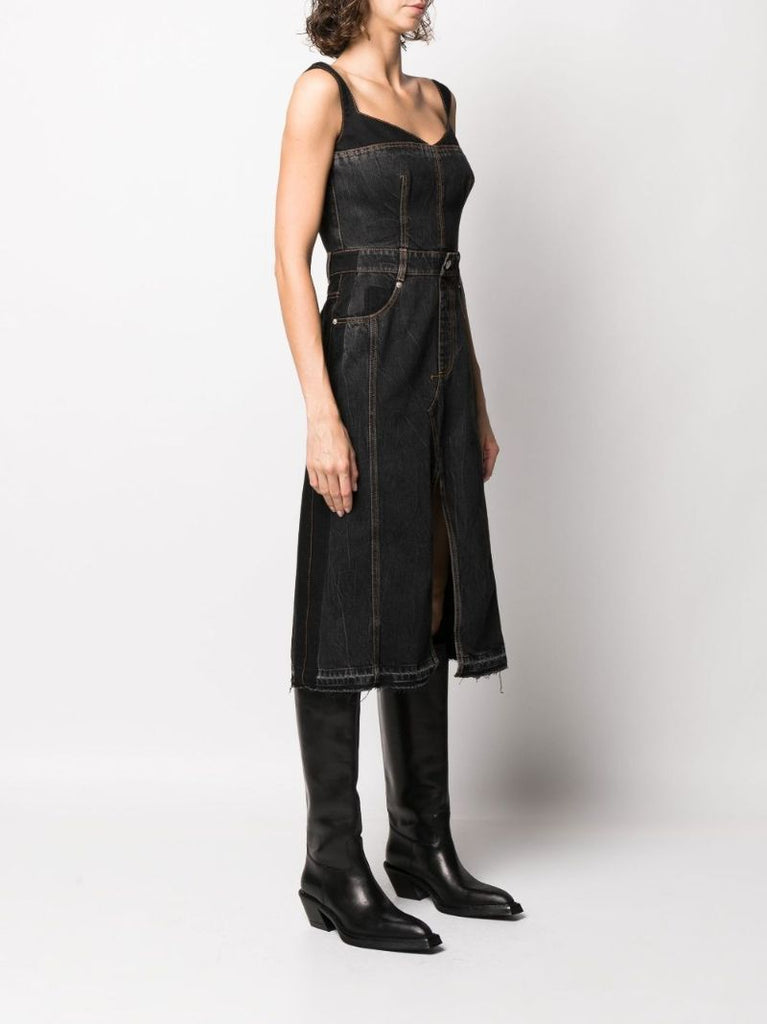 Black Trompe LÃ¢â_x0082_¬â_x0084_¢oeil Denim Midi Dress