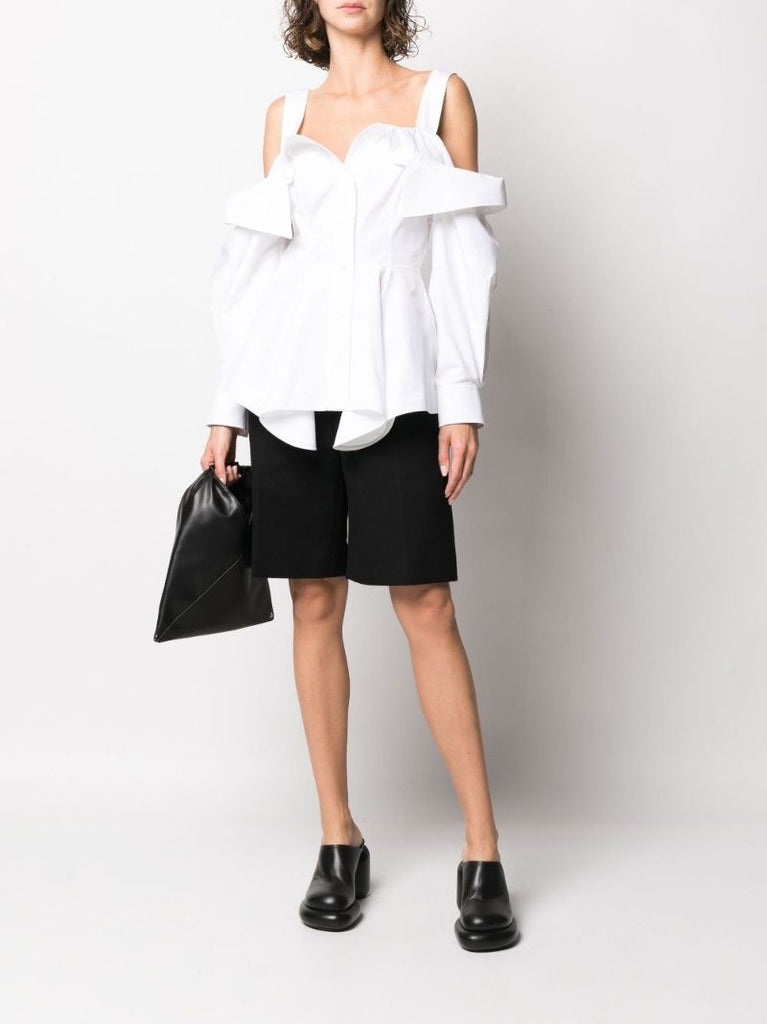 White Deconstructed Cotton Blouse