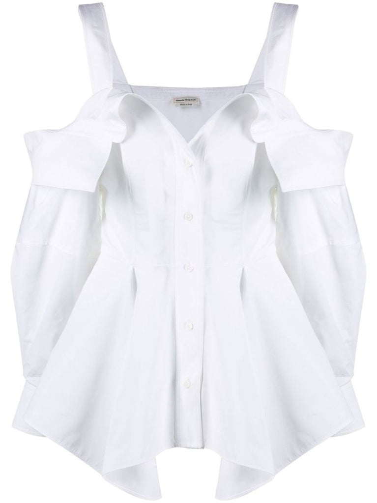 White Deconstructed Cotton Blouse