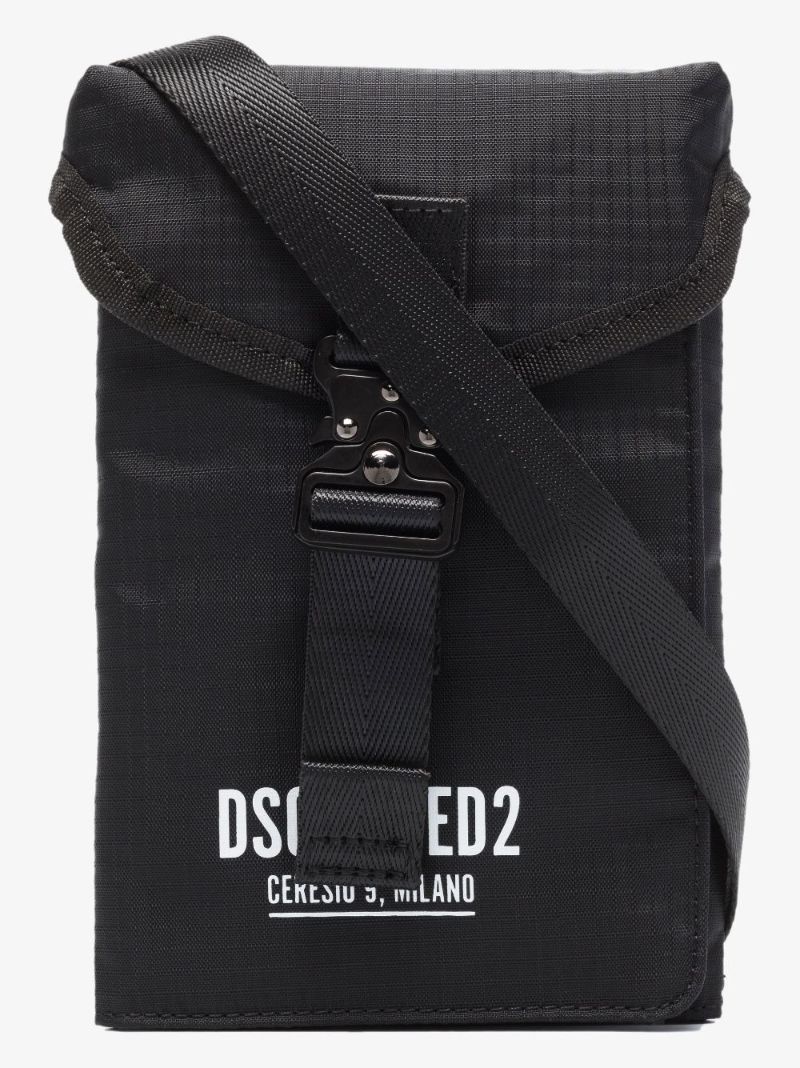 Black Ceresio 9 Logo Print Ripstop Cross Body Pouch