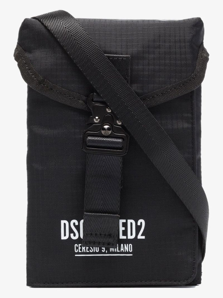 Black Ceresio 9 Logo Print Ripstop Cross Body Pouch